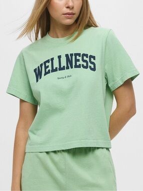 NEW Sporty & Rich Wellness Cotton Graphic Crop T-Shirt : Small